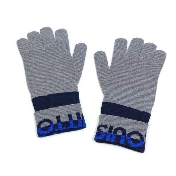 LOUIS VUITTON M71247 Gon-LV Horizon gloves wool gray/blue - Picture 1 of 9